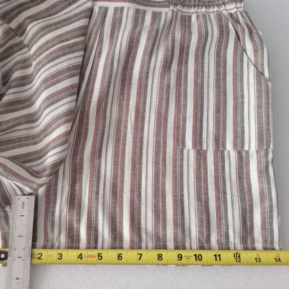 Women's Striped Linen Blend Shorts  Hi Rise Colorful Relaxed fit  Plus Size 2XL - Picture 4 of 7